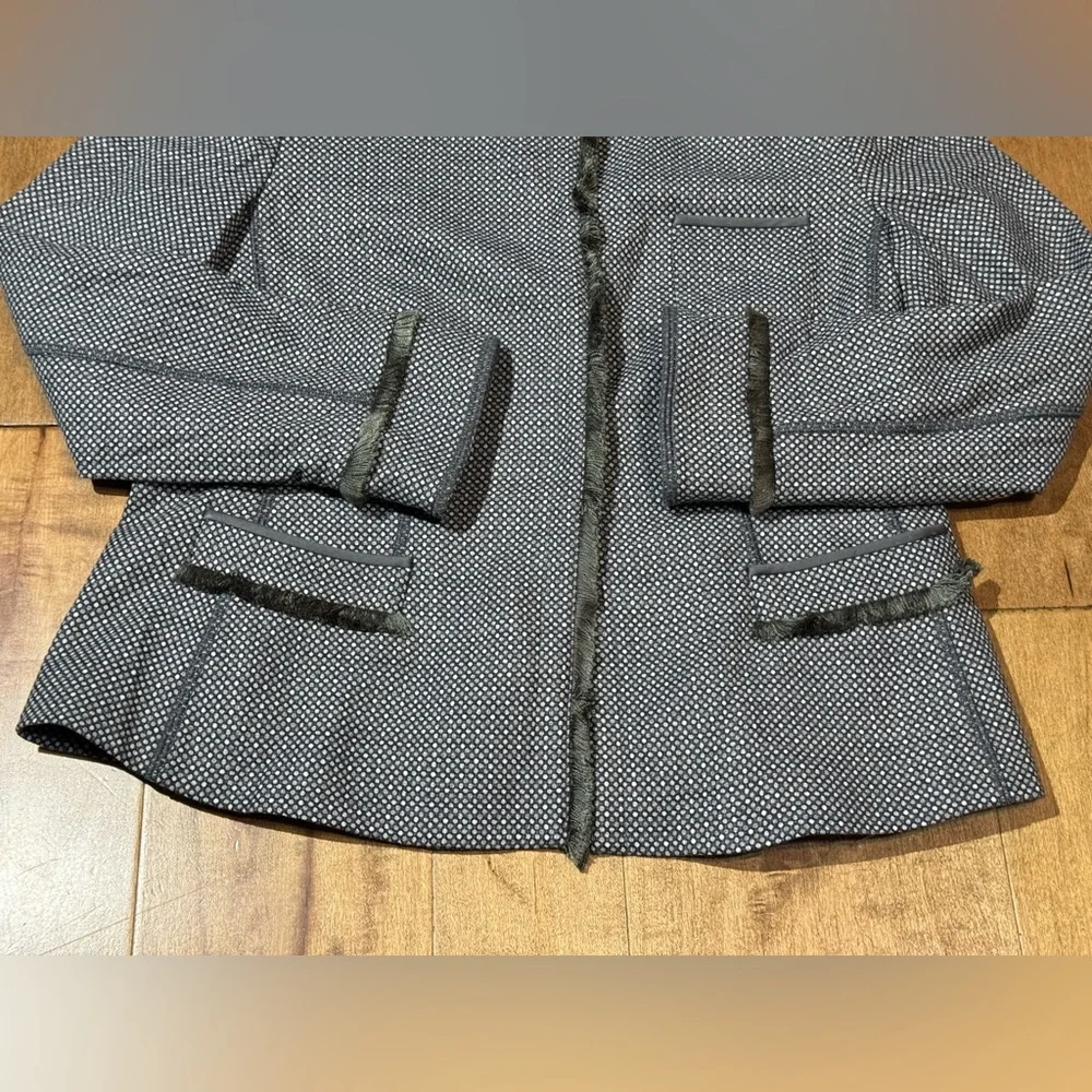 Armani Collezioni Women’s Wool Blazer Fringe Shimmer‎ Polkadot Size 10
